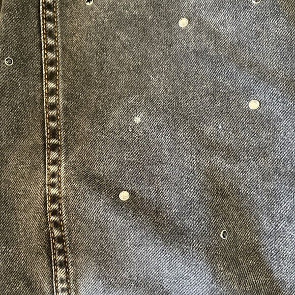 Boohoo Blue Womens Gray Jacket Denim Rhinestone Sequin Y2k 80's look Size 8 - Picture 14 of 15